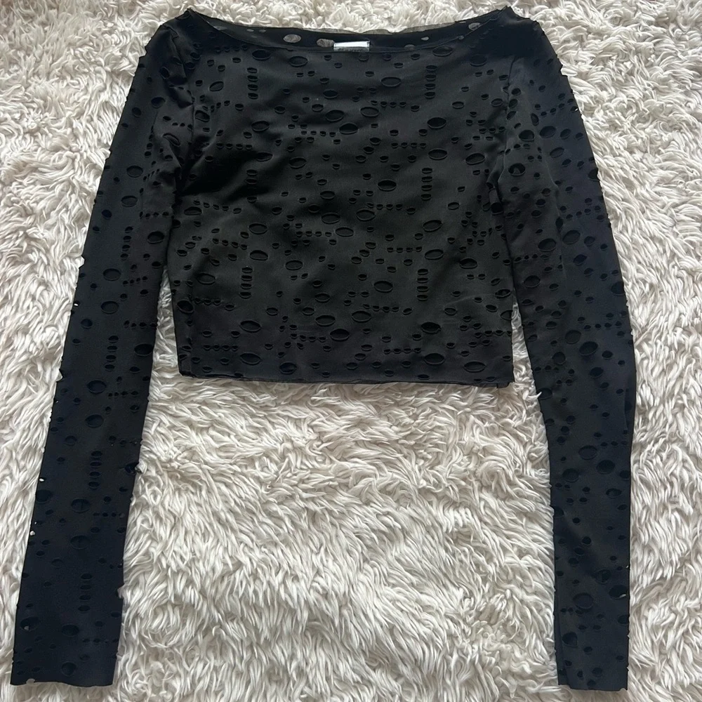 NWOT Black Princess Polly Mesh Long Sleeve - Picture 2 of 7